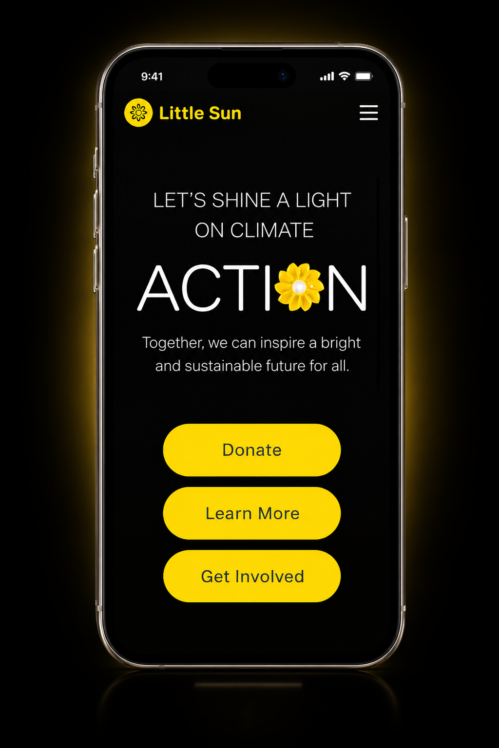Little Sun mobile page — “Let’s shine a light on climate action”